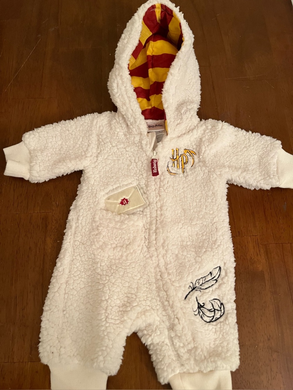 Harry Potter Owl White Sherpa Hooded One-Piece for New Born